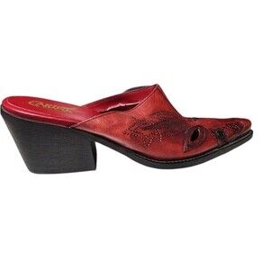 CARLOS by Carlos Santana Vintage Y2K Red Leather Western Mule Clog Size 7.5